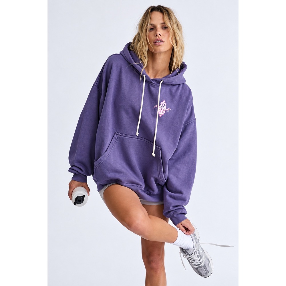 Free People Movement Womens Final Call Front Logo Hoodie Purple Small NWT